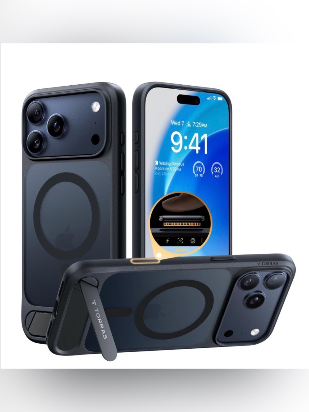 iPhone 17 Pro Max MAGNETIC Case with KickStand - DEEP BLACK